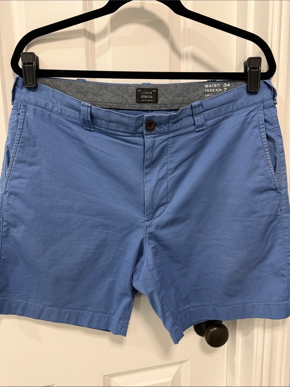 J. Crew Men's Light Blue Flat Front Stretch Chino Shorts